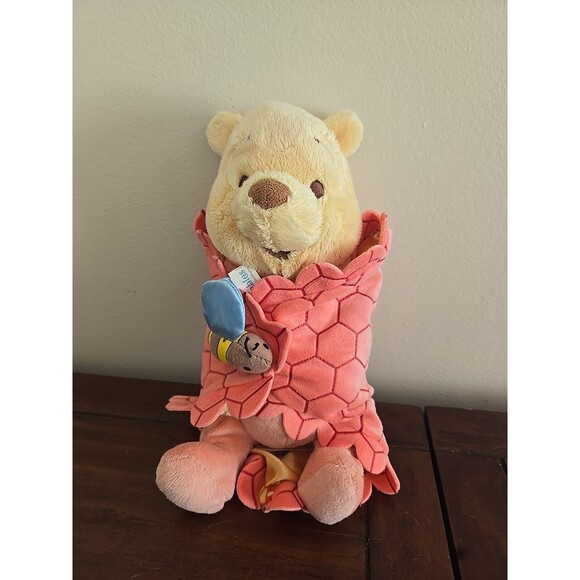 Disney Parks Babies Winnie the Pooh Plush Bee Swaddle Cuddle Blanket Wrap 9" - Picture 1 of 6